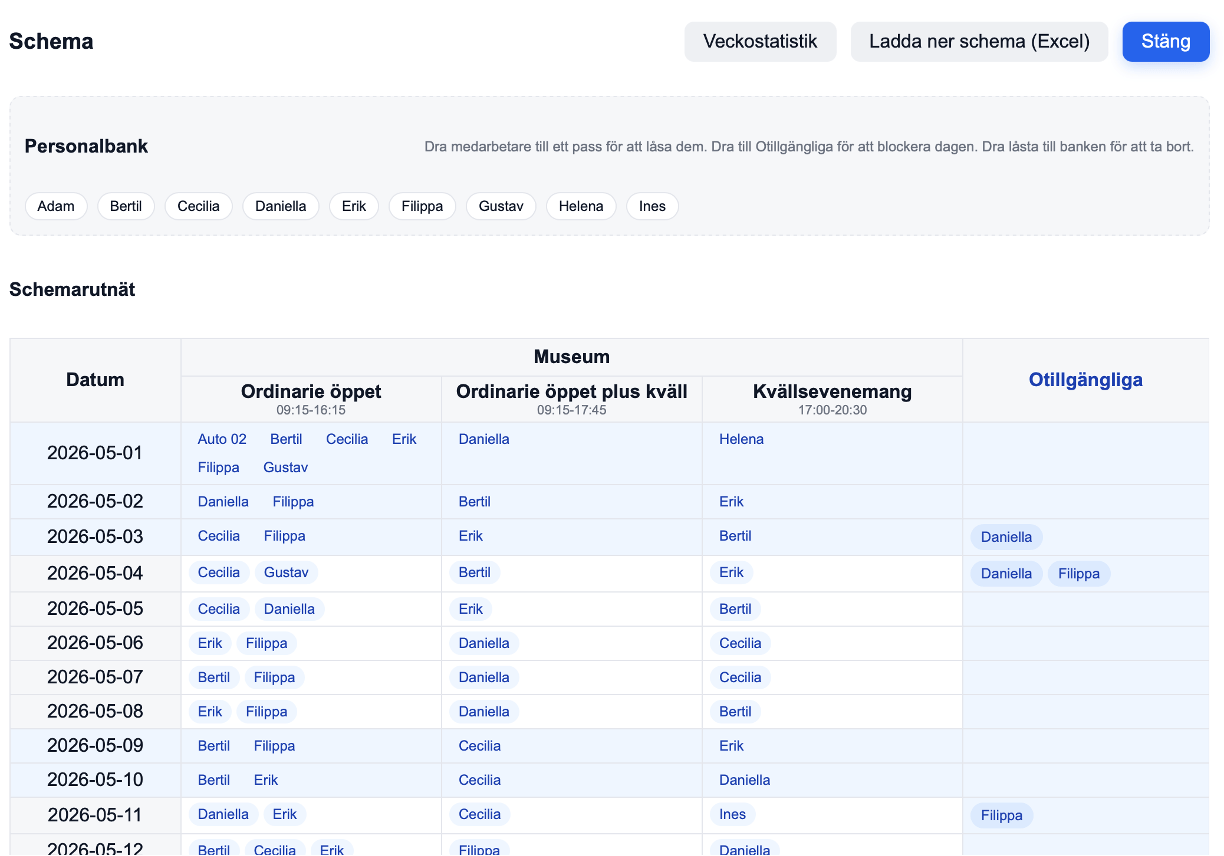 Schedulyn detaljplanering