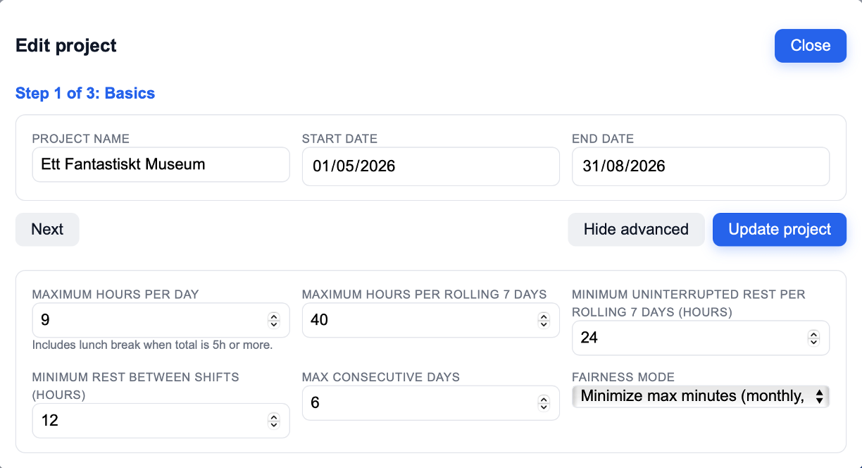 Schedulyn fairness and settings